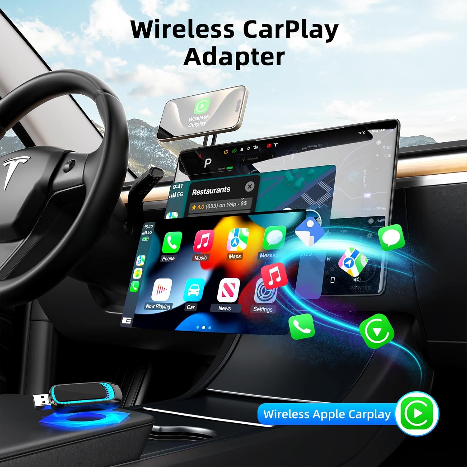 아이폰용 미니 무선 USB CarPlay 어댑터, 20 - Tethering Cable Usb 리뷰 및 가격