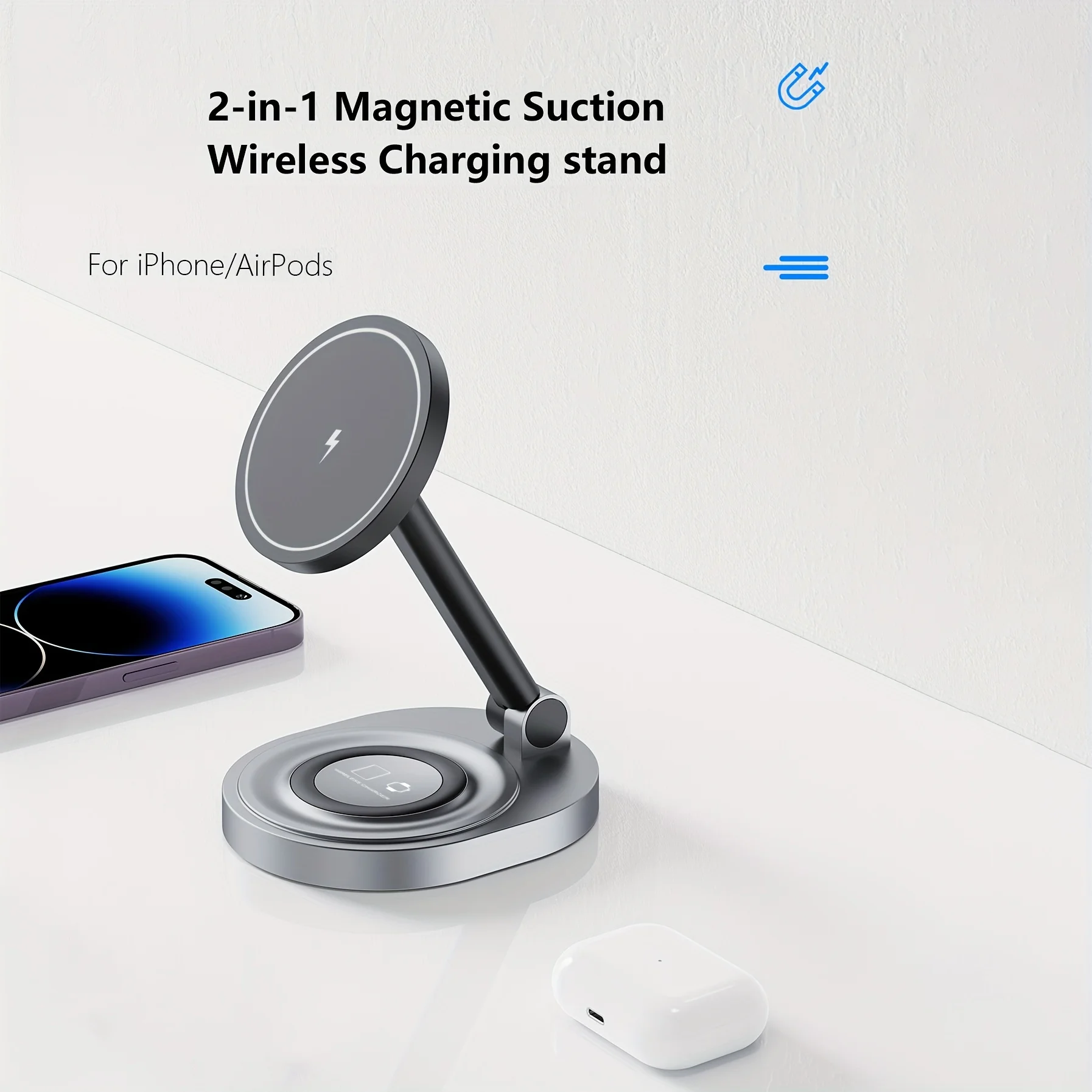 2 In 1 자기 무선 충전기 스탠드 패드 iPhone - Tethering Cable Usb 리뷰 및 가격
