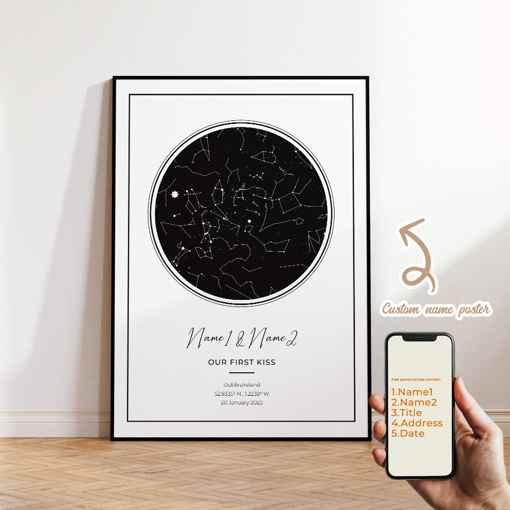 현대적인 맞춤형 개인화된 밤하늘 별 지도 벽 예술 캔버 - Photography Image 리뷰 및 가격